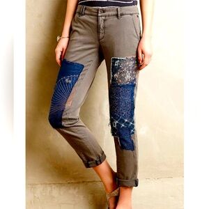 Pilcro and the letterpress Anthropologie 26 pants patch patchwork rare 2